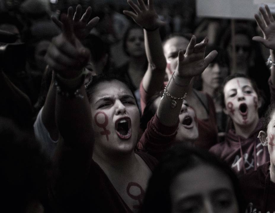 Manifestante direitos das mulheres