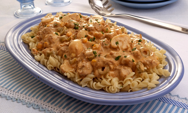 Estrogonofe de carne de porco na pressão