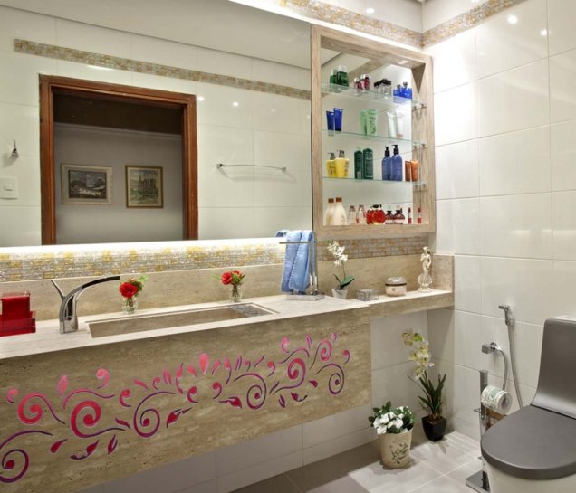Banheiro com estilo contemporâneo, minimalista e retrô