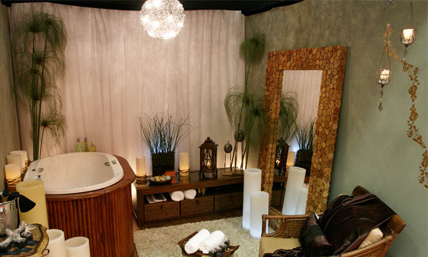 Banheiro com decoração oriental