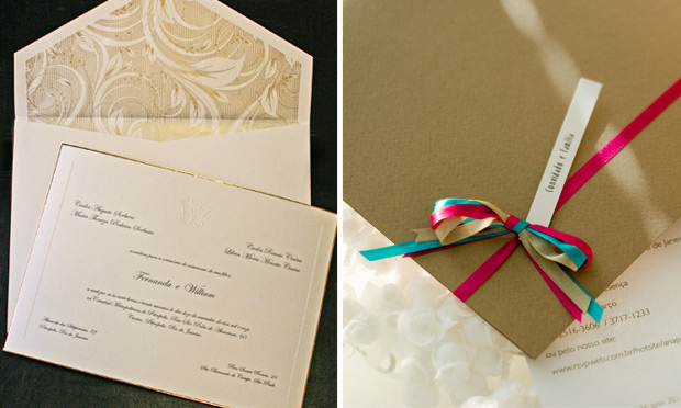 Convite de casamento com envelope diferente