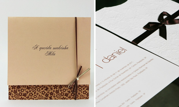 Convite de casamento com laço charmoso Convite de casamento com laço charmoso