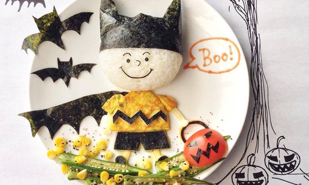 Food Art Charlie Brown fantasiado de Batman