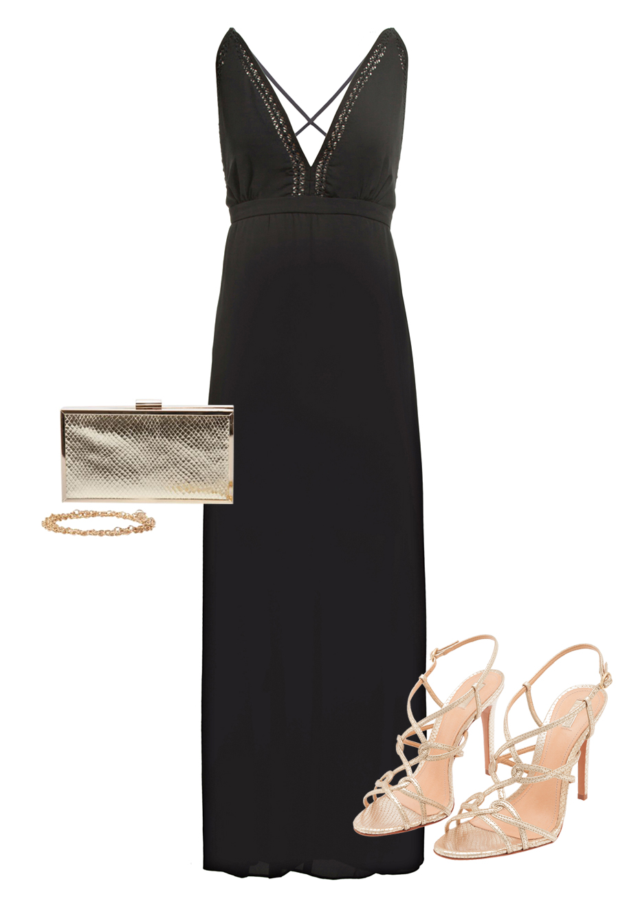 sandália para usar com vestido preto