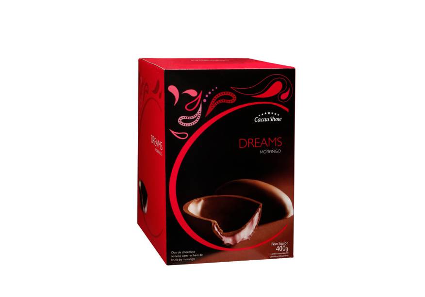 Ovo Dreams Morango (400g) de chocolate ao leite recheado com trufa de morango, Cacau Show, a partir de R$ 46,90*