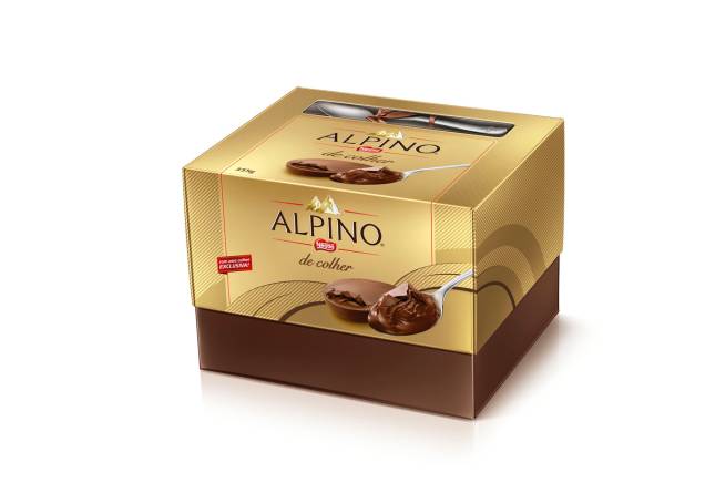 Ovo Alpino de colher (355g) de chocolate ao leite Alpino®, Nestlé, R$ 59,90* Ovo Alpino de colher (355g) de chocolate ao leite Alpino®, Nestlé, R$ 59,90*