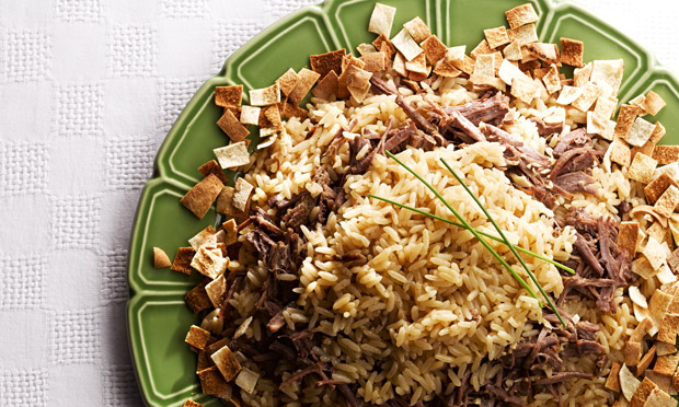 Arroz com capa de filé e vinagre de maçã Arroz com capa de filé e vinagre de maçã