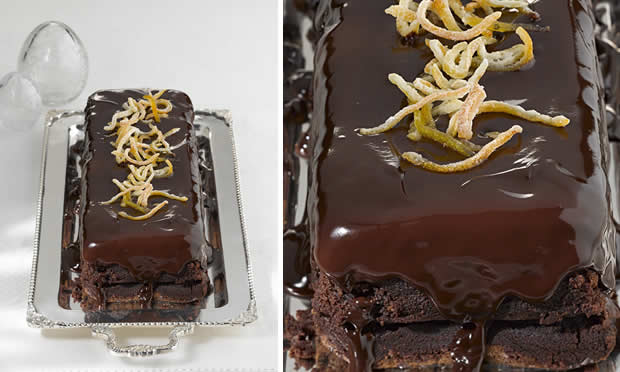 Bolo de chocolate com laranja cristalizada Bolo de chocolate com laranja cristalizada