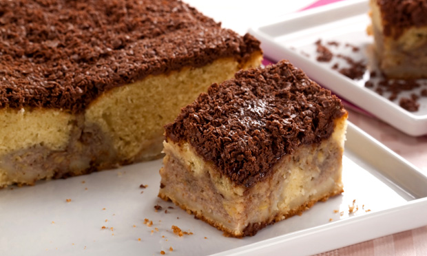 Bolo fofinho de banana com chocolate Bolo fofinho de banana com chocolate