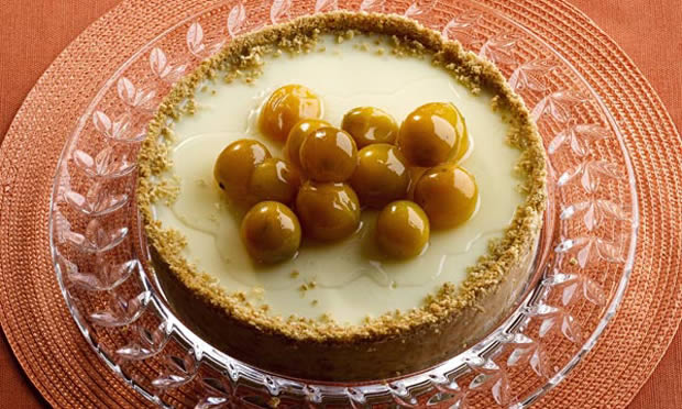 Cheesecake com compota de laranja kinkan