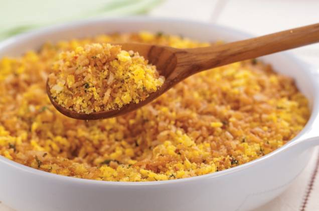 Farofa crocante de arroz frito e ervas Farofa crocante de arroz frito e ervas