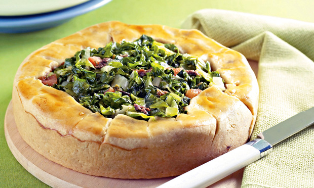 Galette de escarola e aliche