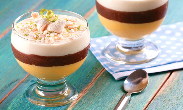 Gelado três cremes: leite condensado, chocolate e limão