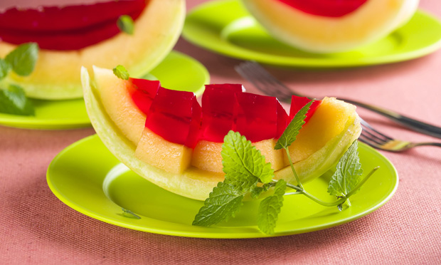 Melão com gelatina light Melão com gelatina light