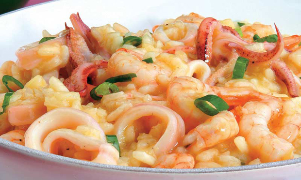 Risoto de frutos do mar e maracujá Risoto de frutos do mar e maracujá