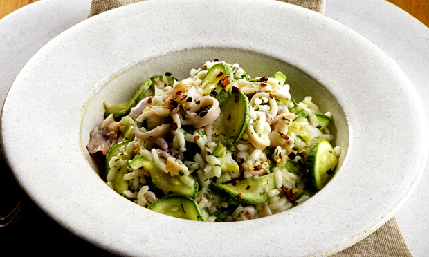 Risoto de lula e abobrinha