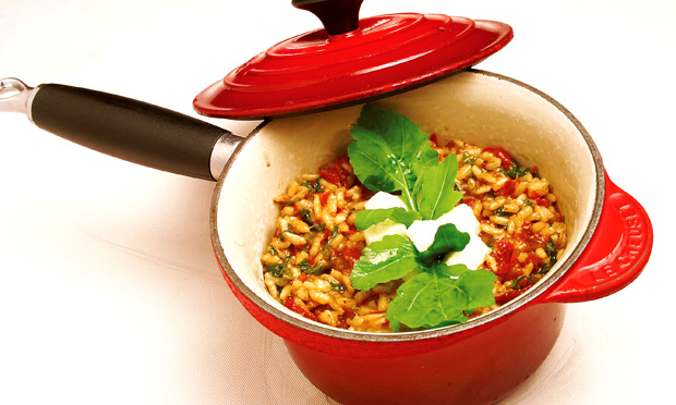 Risoto de rúcula e mussarela de búfala Risoto de rúcula e mussarela de búfala