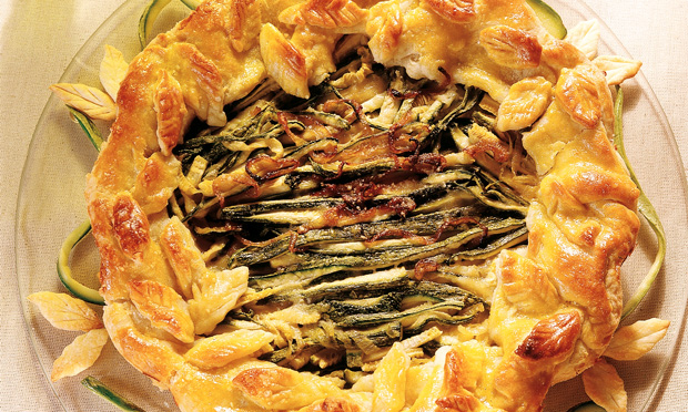 Torta aberta de abobrinha e parmesão