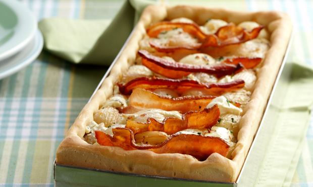 Torta de minicebola com bacon Torta de minicebola com bacon