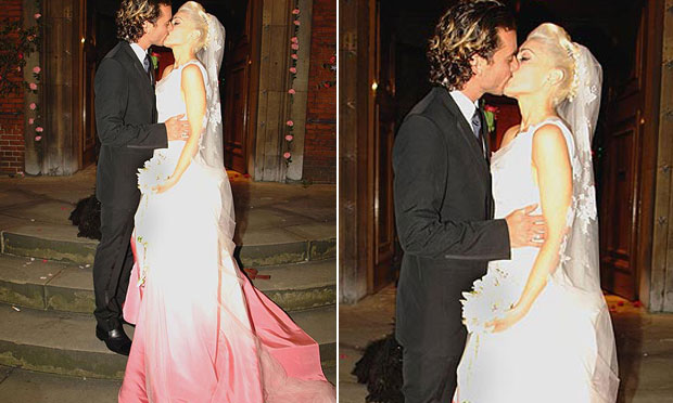 Vestido de noiva rosa Gwen Stefani Vestido de noiva rosa Gwen Stefani