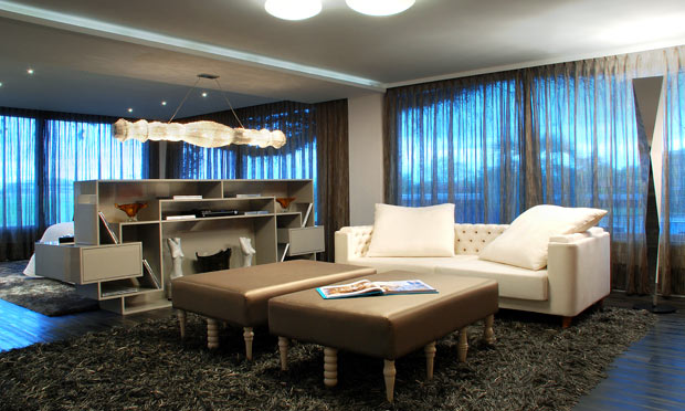 Cortinas de seda com transparência