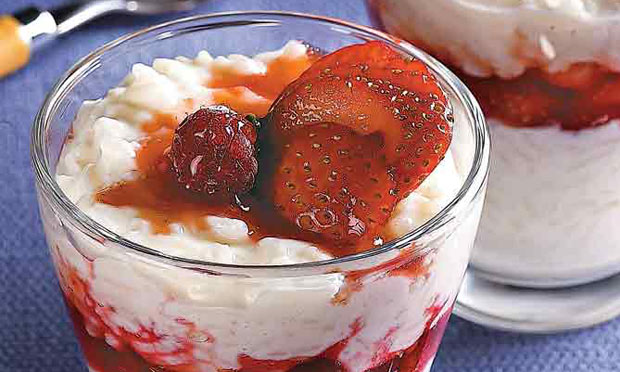 Arroz-doce com morango