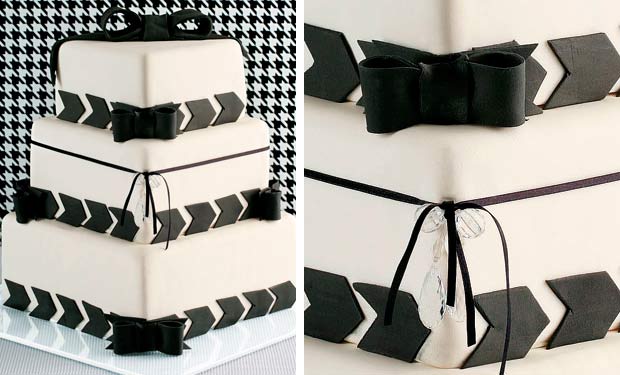 Bolo branco com detalhes em preto Bolo branco com detalhes em preto