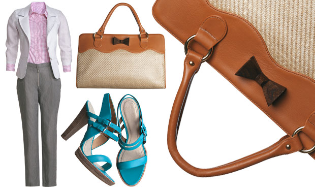 Calça, blazer e bolsa Calça, blazer e bolsa
