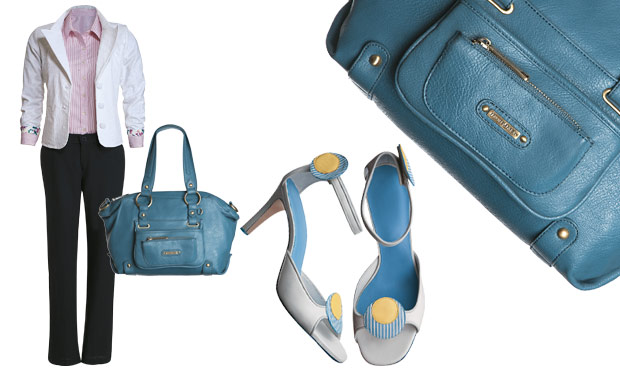 Calça, blazer e bolsa Calça, blazer e bolsa