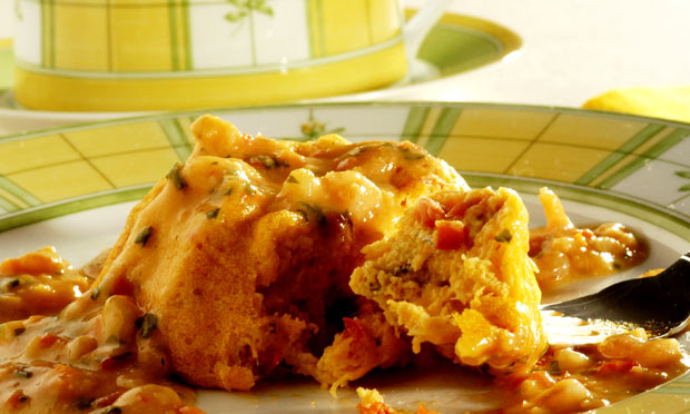 Pudim de bacalhau com camarão Pudim de bacalhau com camarão