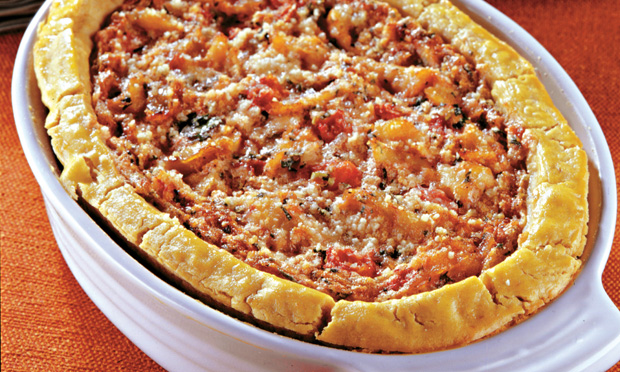 Torta de grão-de-bico com bacalhau Torta de grão-de-bico com bacalhau