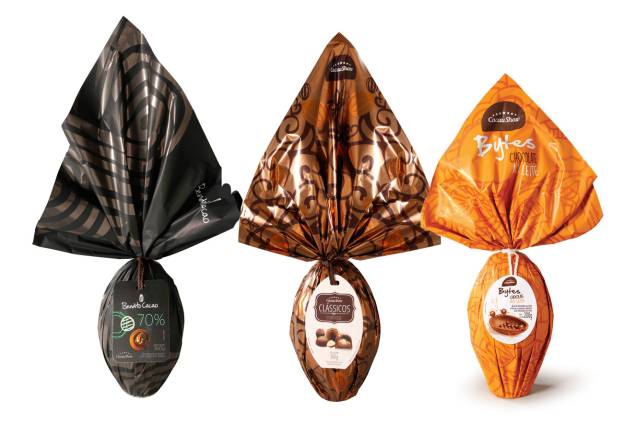 1. Ovo Bendito Cacao, 360g, Cacau Show. A partir de R$ 39,90.
2. Ovo Clássico Sortido, 360g, Cacau Show. A partir de R$ 39,90.
3. Ovo bytes ao leite, 200g, Cacau Show. A partir de R$ 29,90. 1. Ovo Bendito Cacao, 360g, Cacau Show. A partir de R$ 39,90.
2. Ovo Clássico Sortido, 360g, Cacau Show. A partir de R$ 39,90.
3. Ovo bytes ao leite, 200g, Cacau Show. A partir de R$ 29,90.