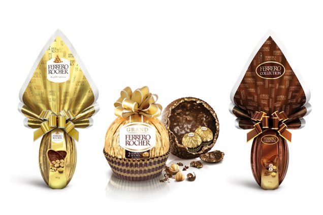 1. Ferrero Rocher, 225g (R$ 48,50) e 365g (R$ 62,90).
2. Gran Ferrero Rocher, 125g. R$30,00.
3. Ferrero Collection, 354g (R$ 62,90) e 241g (R$ 48,50).