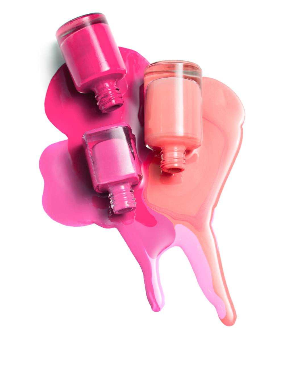 4 color nail Polish on white background