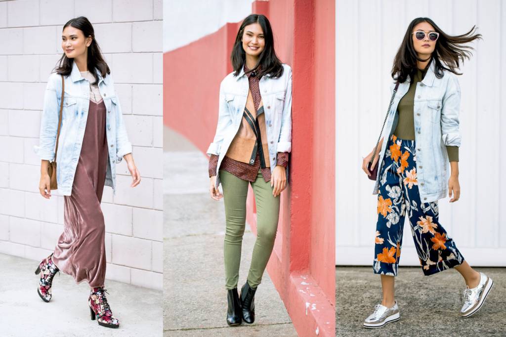 3 modos muito diferentes de usar maxijaqueta jeans e arrasar