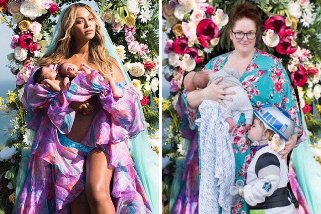 Mães recriam fotos de Beyoncé para mostrar a real maternidade