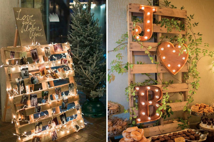 Pallets na decoração de casamento