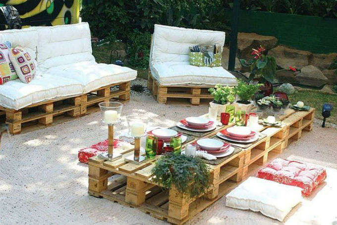 Pallets na decoração de casamento