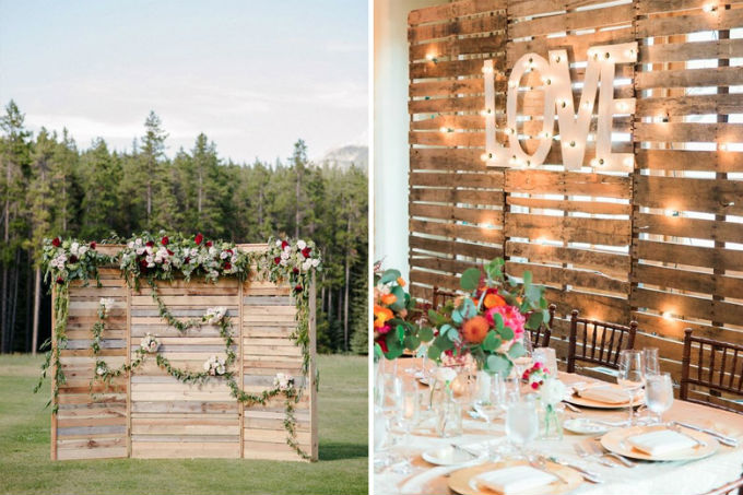 Pallets na decoração de casamento