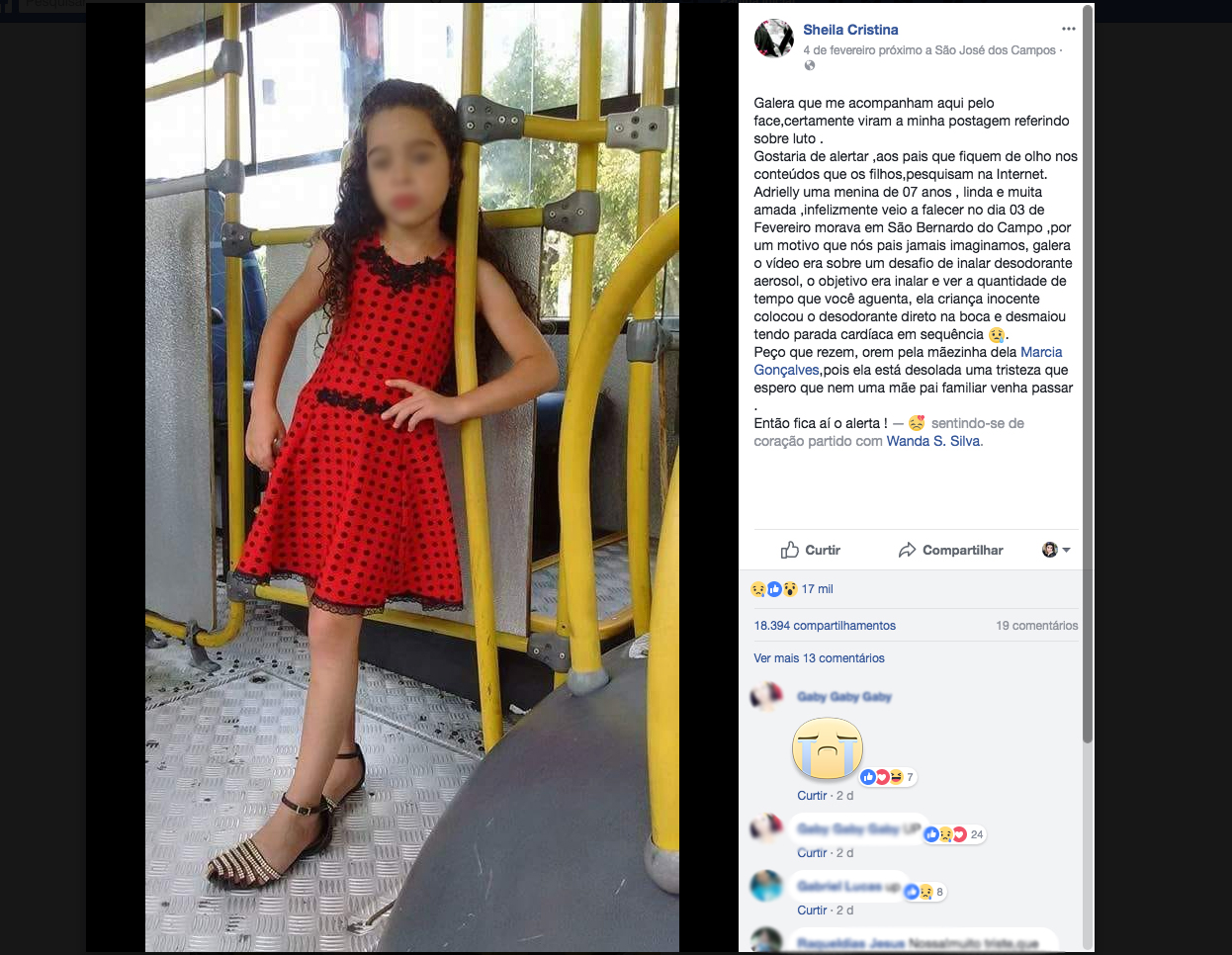 Menina de 8 anos morre ao fazer 'desafio do desodorante