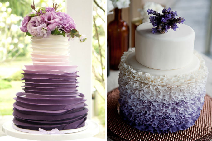 Bolo de casamento com a técnica ruffle cake