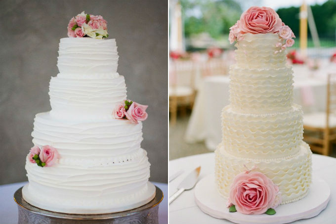 Bolo de casamento com a técnica ruffle cake