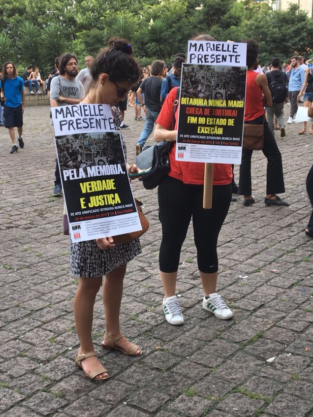 Protesto contra a morte de Marielle Franco e Anderson Gomes, assassinados no Rio