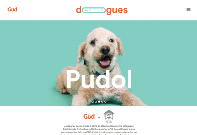 Página inicial do site Busque Dogues