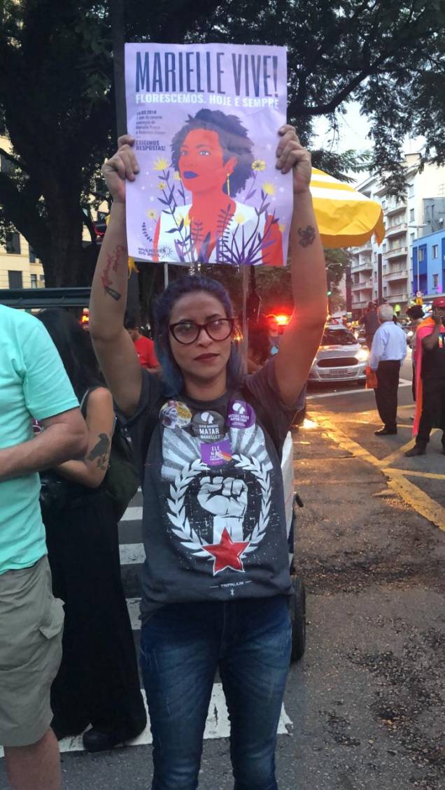 Manifestantes se encontraram na Praça Oswaldo Cruz, em São Paulo, em manifestação que marcou 1 ano do asssassinato de Marielle Franco Manifestantes se encontraram na Praça Oswaldo Cruz, em São Paulo, em manifestação que marcou 1 ano do asssassinato de Marielle Franco