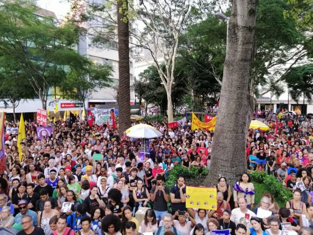 Manifestantes se encontraram na Praça Oswaldo Cruz, em São Paulo, em manifestação que marcou 1 ano do asssassinato de Marielle Franco Manifestantes se encontraram na Praça Oswaldo Cruz, em São Paulo, em manifestação que marcou 1 ano do asssassinato de Marielle Franco