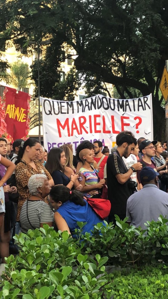 Manifestantes se encontraram na Praça Oswaldo Cruz, em São Paulo, em manifestação que marcou 1 ano do asssassinato de Marielle Franco