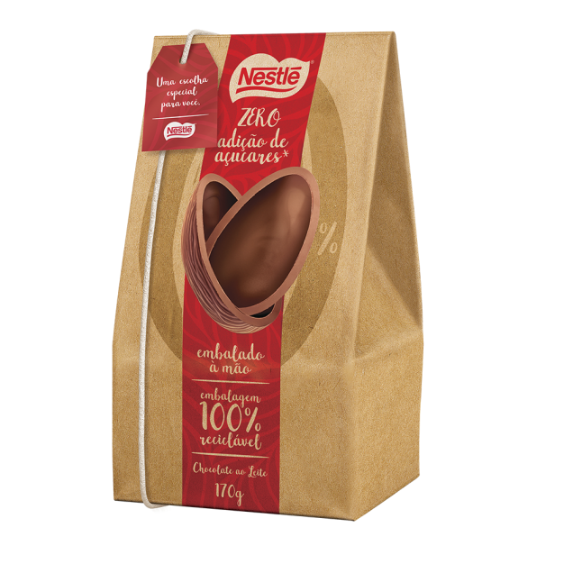 Nestlé Zero Açúcares – (170g): Chocolate ao leite sem adição de açúcares, embalagem 100% reciclável e embalado a mão. Preço médio: R$ 32,99 (sob consulta).
