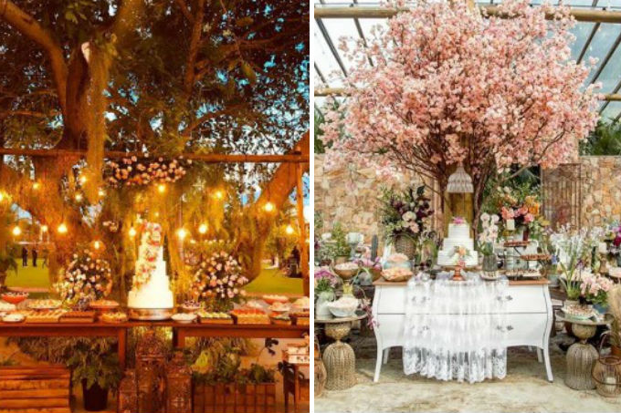 Casamento ao ar livre: Mesas do bolo exuberantes para te inspirar!