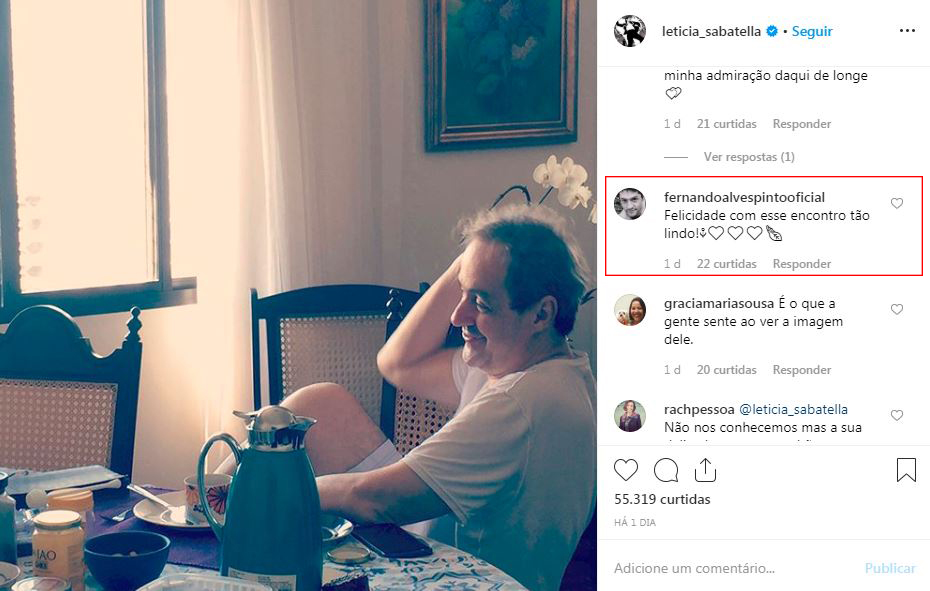 Ex de Letícia Sabatella comenta em declaração da atriz para novo namorado